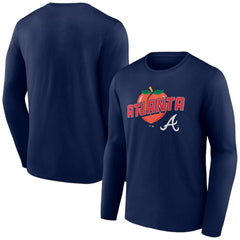 Atlanta Braves Peach Long Sleeve T-Shirt - Navy