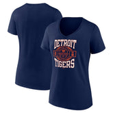 Detroit Tigers Women's Motor City Baseball V-Neck T-Shirt - Navy