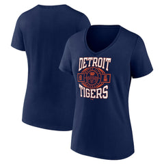 Detroit Tigers Women's Motor City Baseball V-Neck T-Shirt - Navy