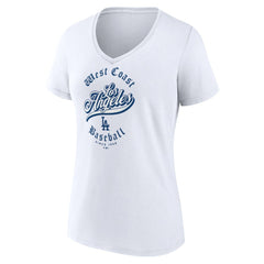 Los Angeles Dodgers Women's West Coast Baseball V-Neck T-Shirt - White