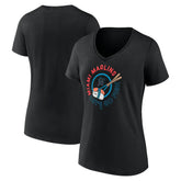 Miami Marlins Women's Let's Go Fish V-Neck T-Shirt - Black