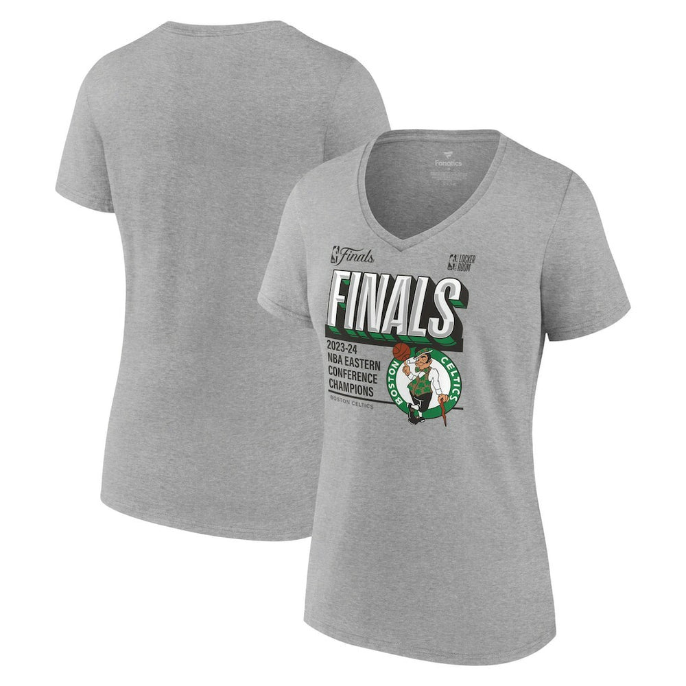 Boston Celtics Women's 2024 Eastern Conference Champions Locker Room Post Up Move V-Neck T-Shirt - Steel | Fanatics shop