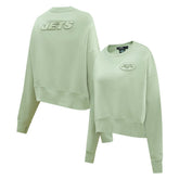 New York Jets Pro Standard Women's Oversized Cropped Neutral Pullover Sweatshirt - Light Green cheap