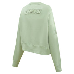 New York Jets Pro Standard Women's Oversized Cropped Neutral Pullover Sweatshirt - Light Green cheap