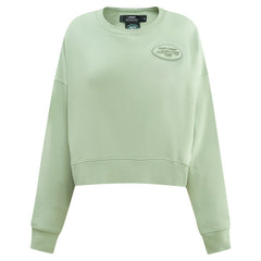New York Jets Pro Standard Women's Oversized Cropped Neutral Pullover Sweatshirt - Light Green cheap