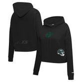 New York Jets Pro Standard Women's Jeweled Cropped Pullover Hoodie - Black sale