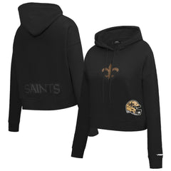 New Orleans Saints Pro Standard Women's Jeweled Cropped Pullover Hoodie - Black outlet