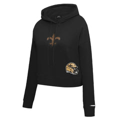 New Orleans Saints Pro Standard Women's Jeweled Cropped Pullover Hoodie - Black outlet