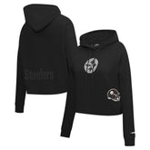 Pittsburgh Steelers Pro Standard Women's Jeweled Cropped Pullover Hoodie - Black outlet