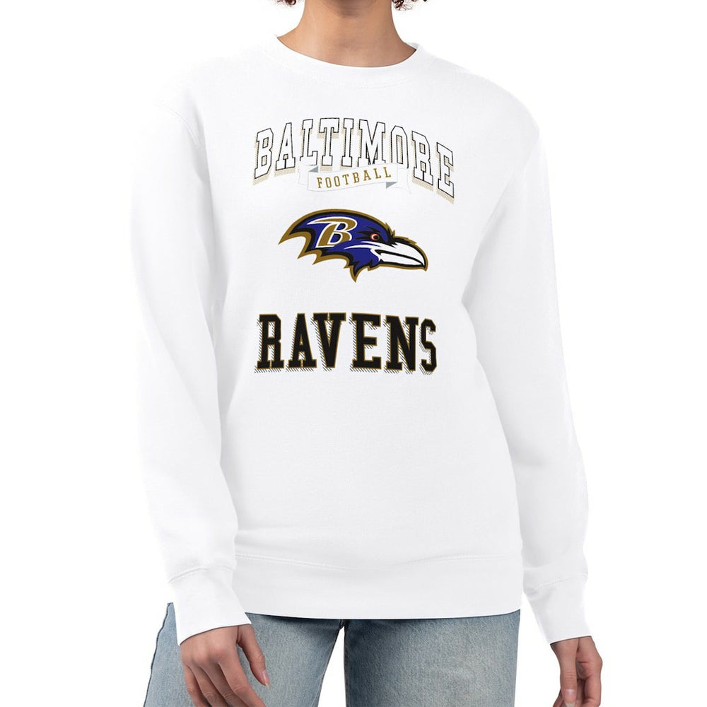 Baltimore Ravens G-III 4Her by Carl Banks Women's Team Logo Graphic Tri-Blend Pullover Sweatshirt - White sale