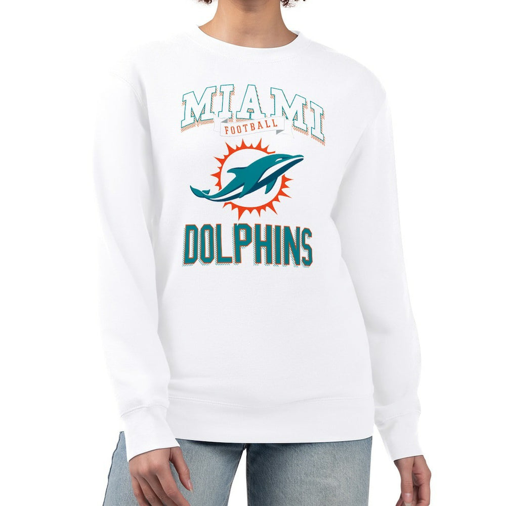 Miami Dolphins G-III 4Her by Carl Banks Women's Team Logo Graphic Tri-Blend Pullover Sweatshirt - White outlet