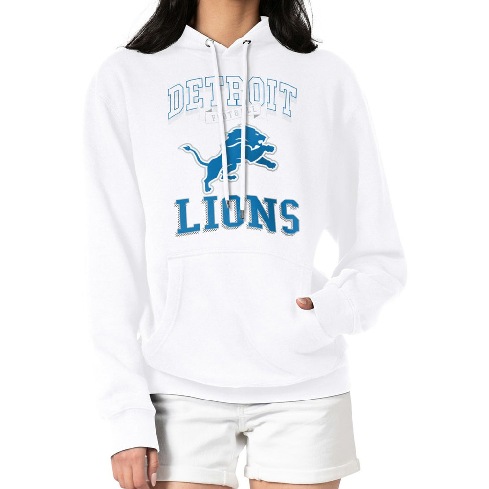 Detroit Lions G-III 4Her by Carl Banks Women's Team Logo Graphic Fleece Tri-Blend Pullover Hoodie - White discount