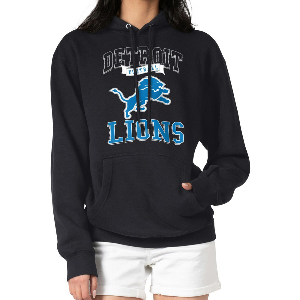 Detroit Lions G-III 4Her by Carl Banks Women's Team Logo Graphic Fleece Tri-Blend Pullover Hoodie - Black cheap