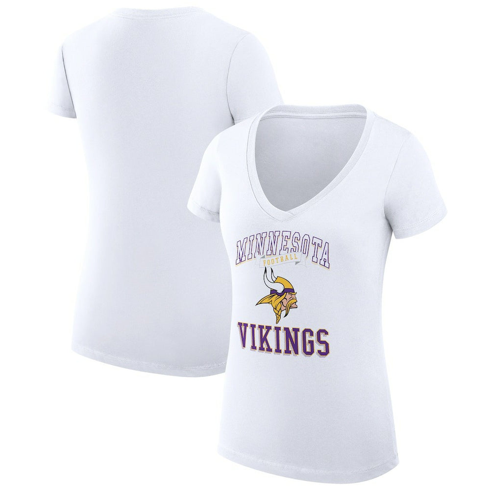 Minnesota Vikings G-III 4Her by Carl Banks Women's Super-Slim Fit Lightweight Team Logo Graphic V-Neck T-Shirt - White on sale