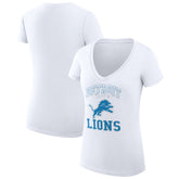 Detroit Lions G-III 4Her by Carl Banks Women's Super-Slim Fit Lightweight Team Logo Graphic V-Neck T-Shirt - White for sale