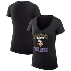 Minnesota Vikings G-III 4Her by Carl Banks Women's Super-Slim Fit Lightweight Team Logo Graphic V-Neck T-Shirt - Black cheap