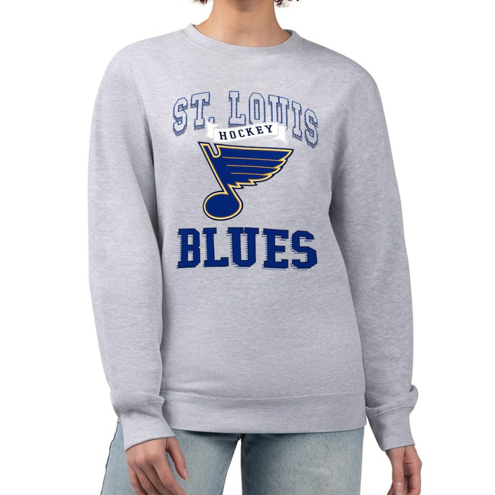 St. Louis Blues G-III 4Her by Carl Banks Women's Team Logo Tri-Blend Fleece Pullover Sweatshirt Heather Gray