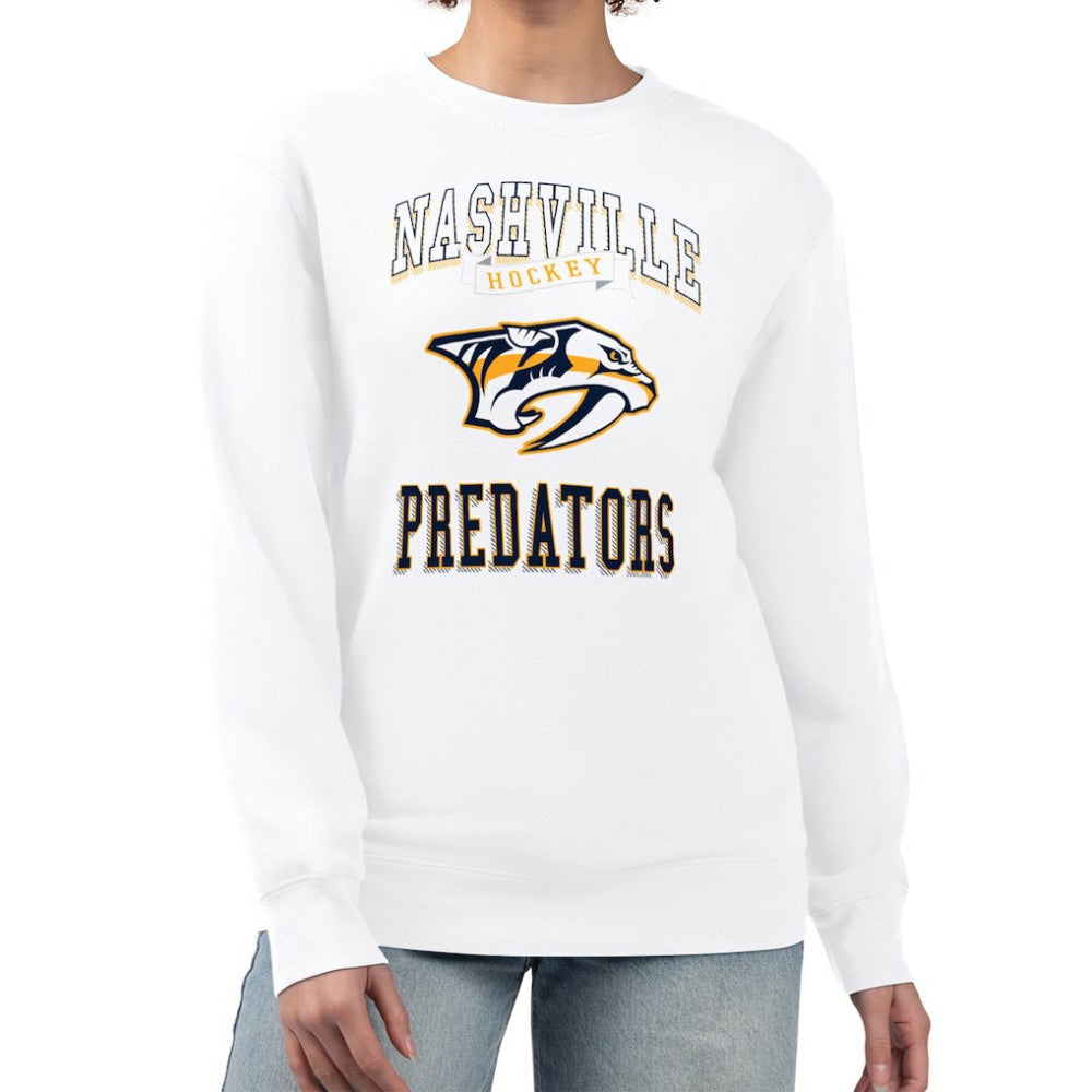 Nashville Predators G-III 4Her by Carl Banks Women's Team Logo Tri-Blend Fleece Pullover Sweatshirt White