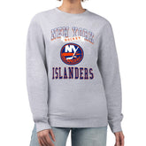 New York Islanders G-III 4Her by Carl Banks Women's Team Logo Tri-Blend Fleece Pullover Sweatshirt Heather Gray