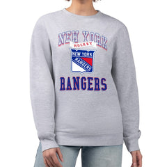 New York Rangers G-III 4Her by Carl Banks Women's Team Logo Tri-Blend Fleece Pullover Sweatshirt Heather Gray