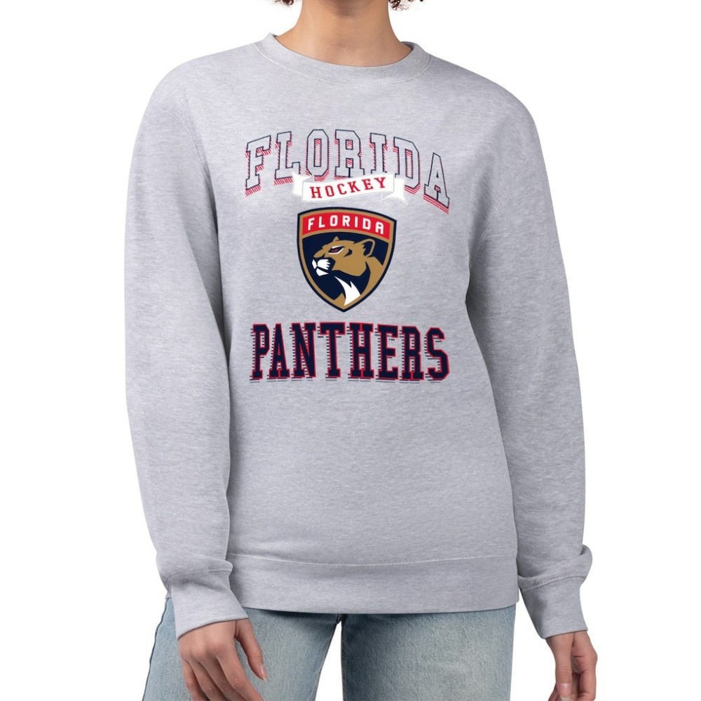 Florida Panthers G-III 4Her by Carl Banks Women's Team Logo Tri-Blend Fleece Pullover Sweatshirt Heather Gray