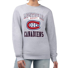 Montreal Canadiens G-III 4Her by Carl Banks Women's Team Logo Tri-Blend Fleece Pullover Sweatshirt Heather Gray