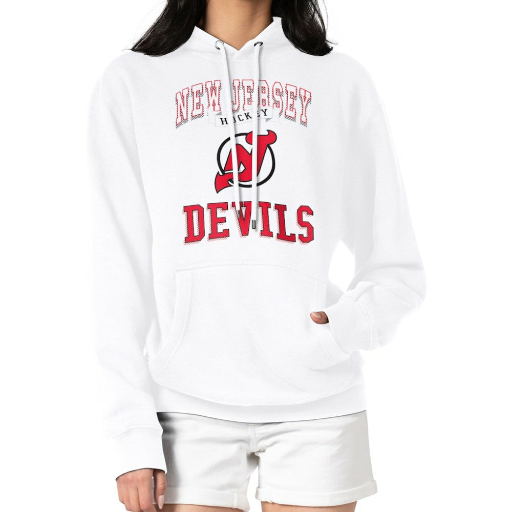 New Jersey Devils G-III 4Her by Carl Banks Women's Team Logo Tri-Blend Fleece Pullover Hoodie White