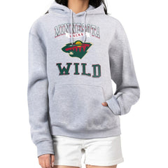 Minnesota Wild G-III 4Her by Carl Banks Women's Team Logo Tri-Blend Fleece Pullover Hoodie Heather Gray