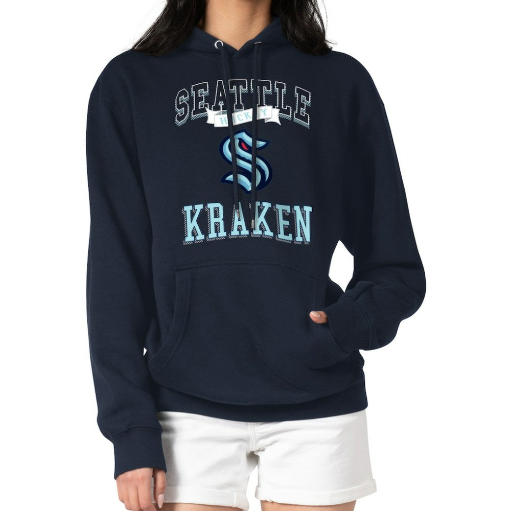 Seattle Kraken G-III 4Her by Carl Banks Women's Team Logo Tri-Blend Fleece Pullover Hoodie Deep Sea Blue