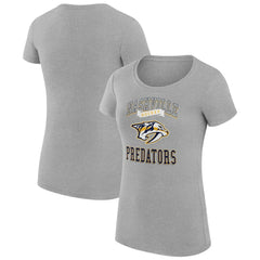 Nashville Predators G-III 4Her by Carl Banks Women's Super-Slim Fit Lightweight Team Logo Graphic T-Shirt Heather Gray