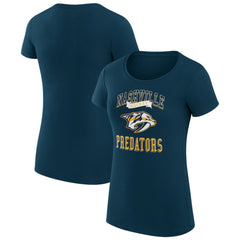 Nashville Predators G-III 4Her by Carl Banks Women's Super-Slim Fit Lightweight Team Logo Graphic T-Shirt Navy