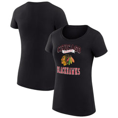 Chicago Blackhawks G-III 4Her by Carl Banks Women's Super-Slim Fit Lightweight Team Logo Graphic T-Shirt Black