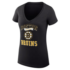 Boston Bruins G-III 4Her by Carl Banks Women's Super-Slim Fit Lightweight Team Logo Graphic V-Neck T-Shirt Black