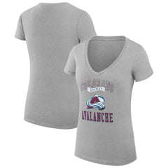 Colorado Avalanche G-III 4Her by Carl Banks Women's Super-Slim Fit Lightweight Team Logo Graphic V-Neck T-Shirt Heather Gray