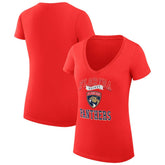Florida Panthers G-III 4Her by Carl Banks Women's Super-Slim Fit Lightweight Team Logo Graphic V-Neck T-Shirt Red