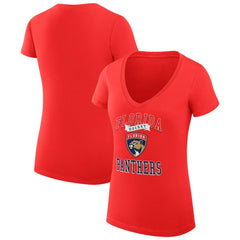 Florida Panthers G-III 4Her by Carl Banks Women's Super-Slim Fit Lightweight Team Logo Graphic V-Neck T-Shirt Red