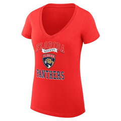 Florida Panthers G-III 4Her by Carl Banks Women's Super-Slim Fit Lightweight Team Logo Graphic V-Neck T-Shirt Red