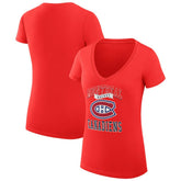 Montreal Canadiens G-III 4Her by Carl Banks Women's Super-Slim Fit Lightweight Team Logo Graphic V-Neck T-Shirt Red