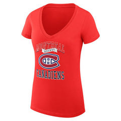 Montreal Canadiens G-III 4Her by Carl Banks Women's Super-Slim Fit Lightweight Team Logo Graphic V-Neck T-Shirt Red