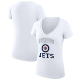 Winnipeg Jets G-III 4Her by Carl Banks Women's Super-Slim Fit Lightweight Team Logo Graphic V-Neck T-Shirt White