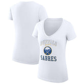 Buffalo Sabres G-III 4Her by Carl Banks Women's Super-Slim Fit Lightweight Team Logo Graphic V-Neck T-Shirt White