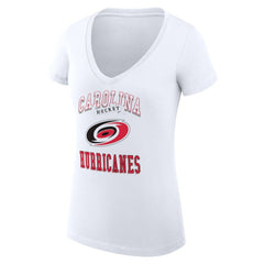 Carolina Hurricanes G-III 4Her by Carl Banks Women's Super-Slim Fit Lightweight Team Logo Graphic V-Neck T-Shirt White