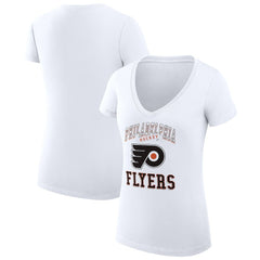 Philadelphia Flyers G-III 4Her by Carl Banks Women's Super-Slim Fit Lightweight Team Logo Graphic V-Neck T-Shirt White