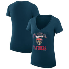 Florida Panthers G-III 4Her by Carl Banks Women's Super-Slim Fit Lightweight Team Logo Graphic V-Neck T-Shirt Navy