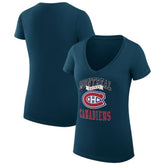 Montreal Canadiens G-III 4Her by Carl Banks Women's Super-Slim Fit Lightweight Team Logo Graphic V-Neck T-Shirt Navy