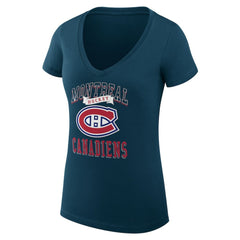 Montreal Canadiens G-III 4Her by Carl Banks Women's Super-Slim Fit Lightweight Team Logo Graphic V-Neck T-Shirt Navy