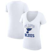St. Louis Blues G-III 4Her by Carl Banks Women's Super-Slim Fit Lightweight Team Logo Graphic V-Neck T-Shirt White