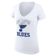 St. Louis Blues G-III 4Her by Carl Banks Women's Super-Slim Fit Lightweight Team Logo Graphic V-Neck T-Shirt White
