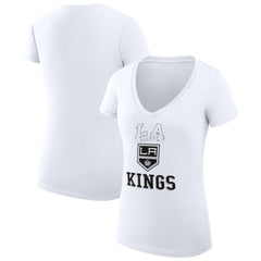 Los Angeles Kings G-III 4Her by Carl Banks Women's Super-Slim Fit Lightweight Team Logo Graphic V-Neck T-Shirt White