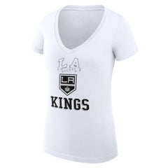 Los Angeles Kings G-III 4Her by Carl Banks Women's Super-Slim Fit Lightweight Team Logo Graphic V-Neck T-Shirt White